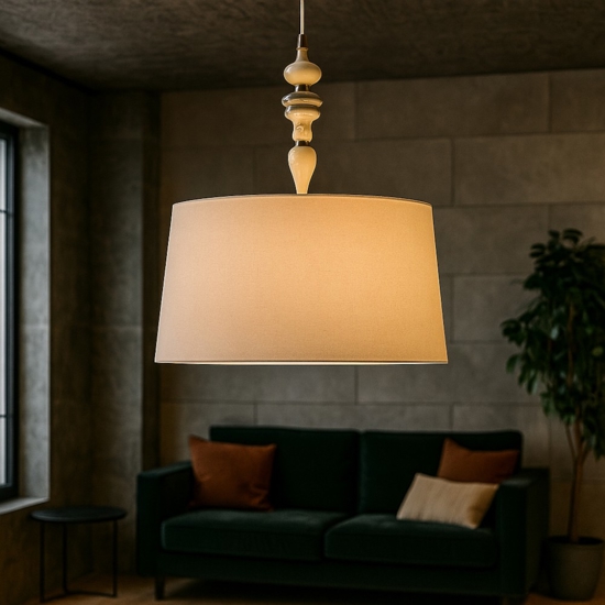 Lampadario in ceramica con paralume per soggiorno abaco perenz